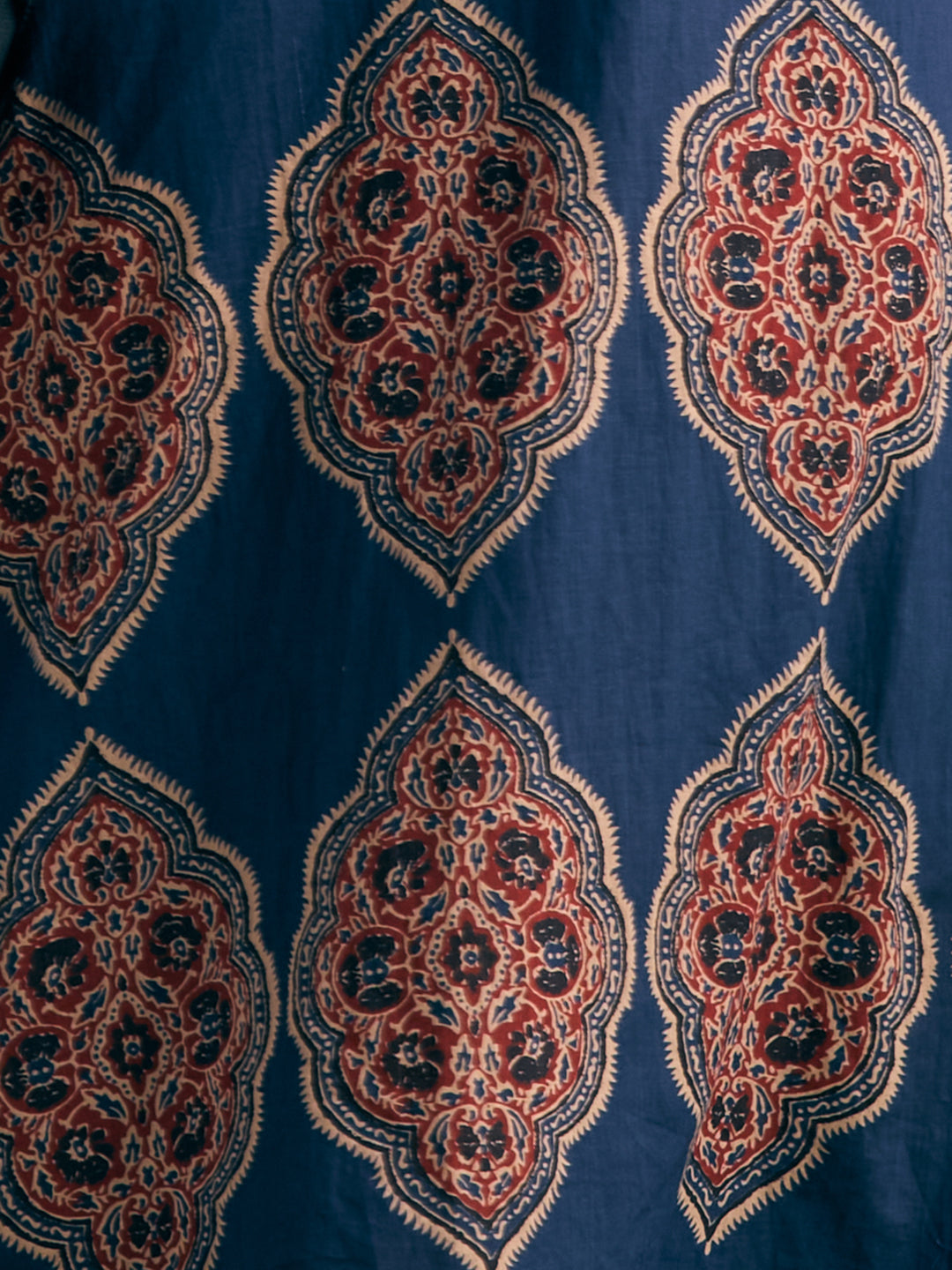 Ethnic Floral Printed A-Line Co-ord Set - Navy Blue