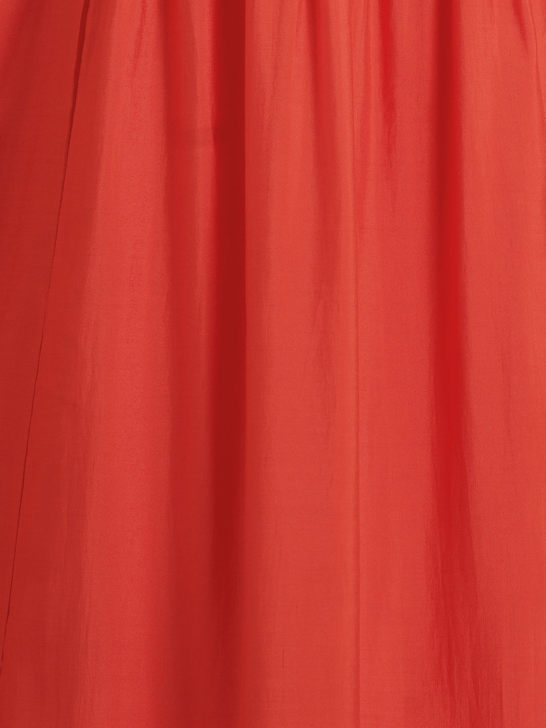 Solid Floral Threadwork Embroidered A-Line Co-ord Set - Orange