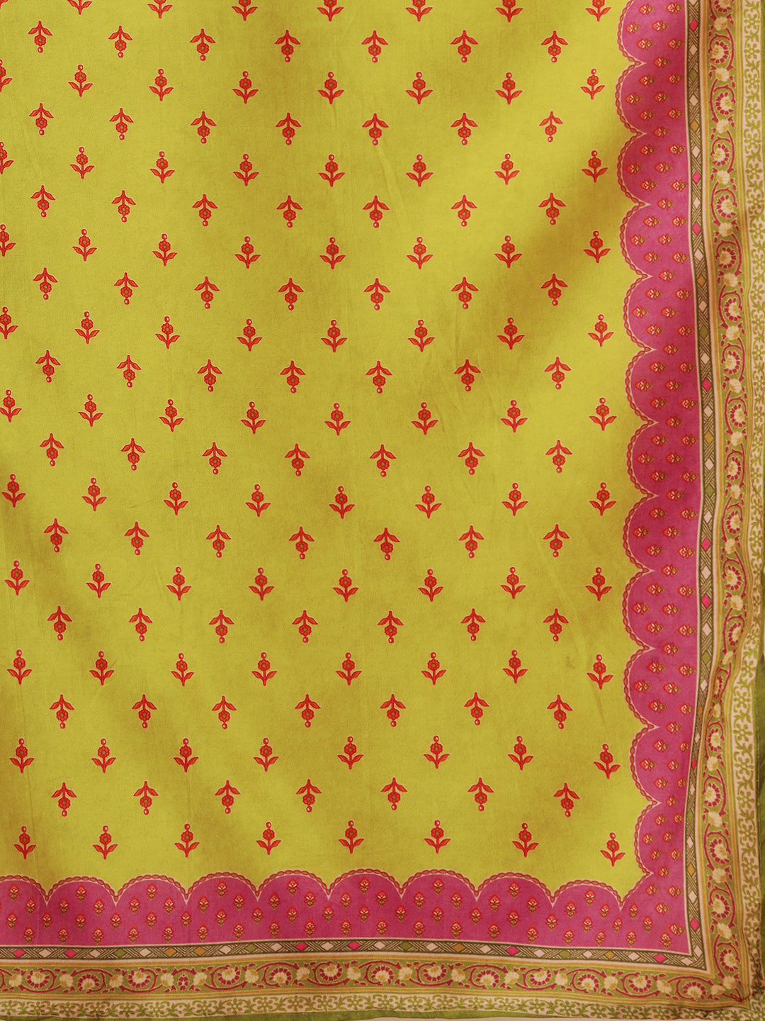 Ethnic Floral Printed Embroidered Straight Fit Kurta with Pant and Dupatta - Multi