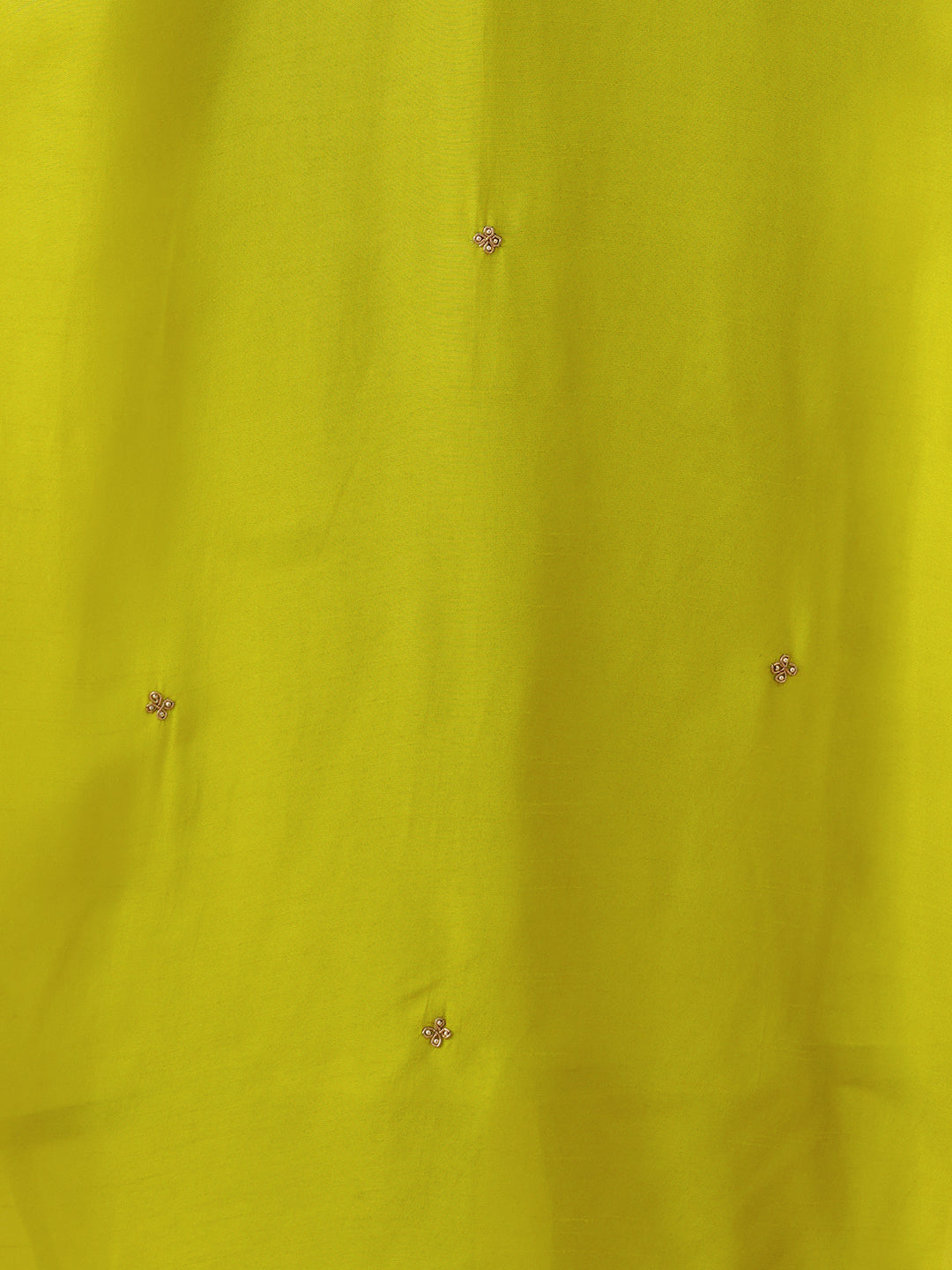 Solid Hand Embroidered Kurta with Pant & Woven Zari Jacquard Dupatta - Lime Green