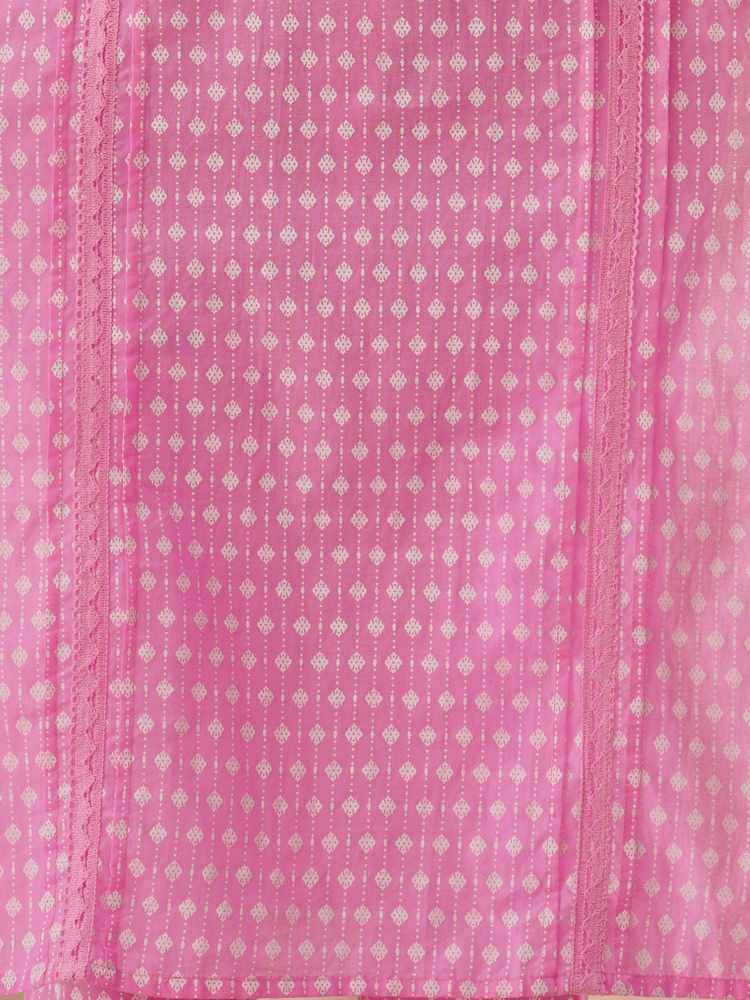 Ethnic Khari Printed Embroidered Straight Fit Kurta with Pant - Pink