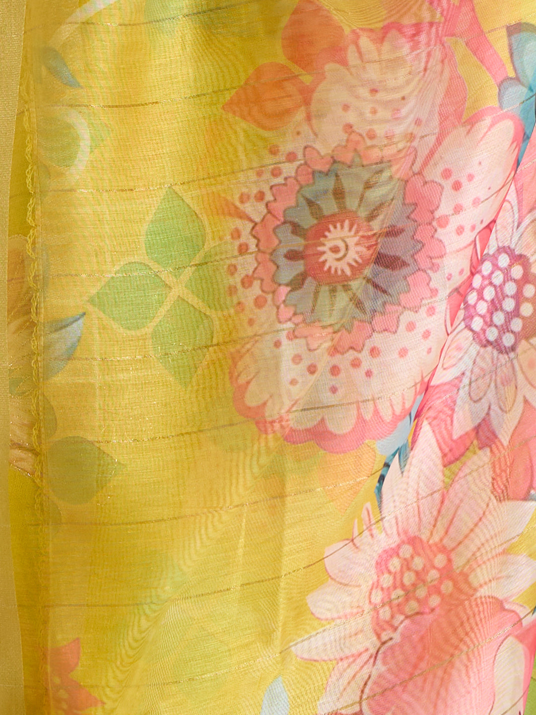 Solid Floral Printed Straight Fit Kurta with Pant and Printed Dupatta - Mustard