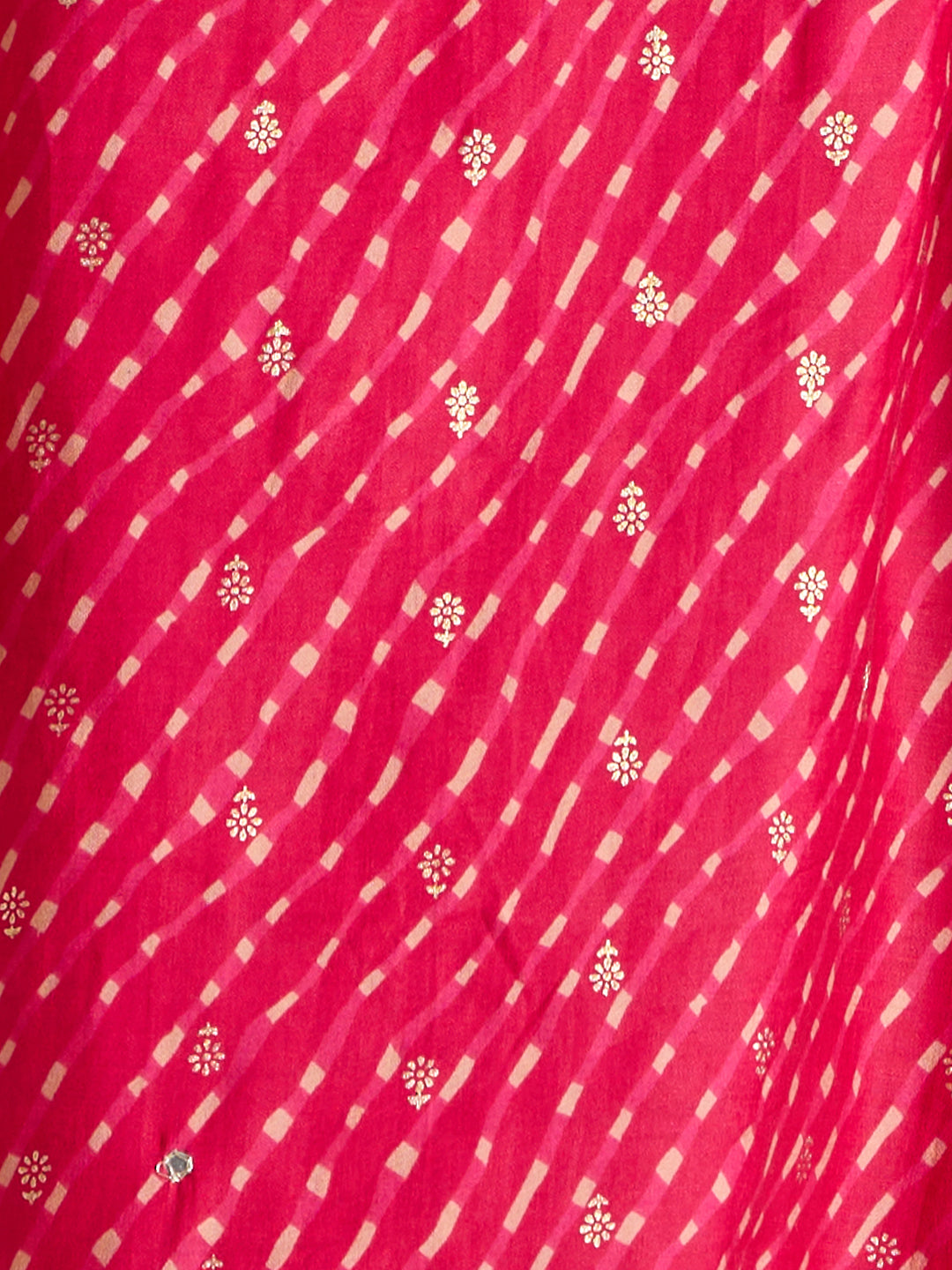 Festive Leheriya Printed Embroidered & Kurta with Pant and Dupatta - Rani