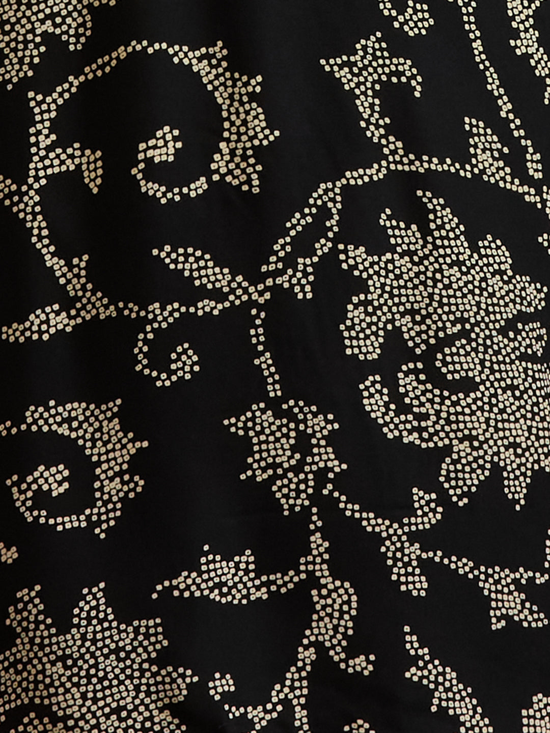 Floral Bandhani Printed Straight Fit Kurta with Palazzo - Black