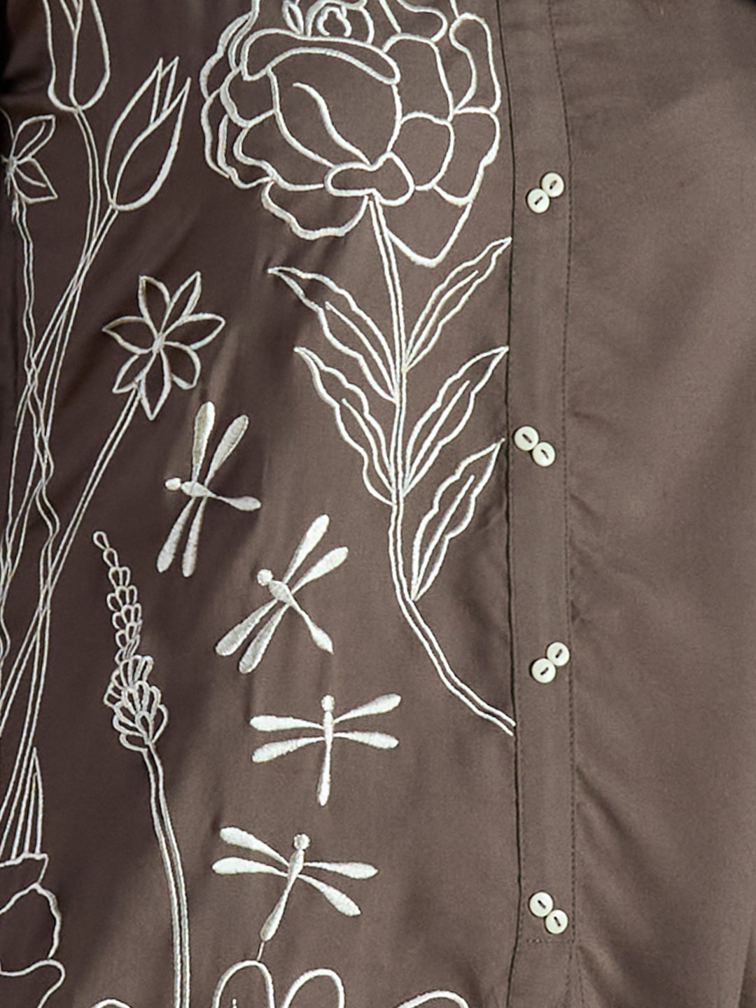 Floral Threadwork Embroidered A-Line Co-ord Set - Grey