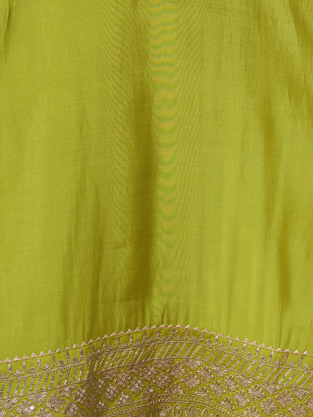 Solid Sequin & Zari Embroidered Straight Fit Kurta with Salwar and Dupatta - Lime Green