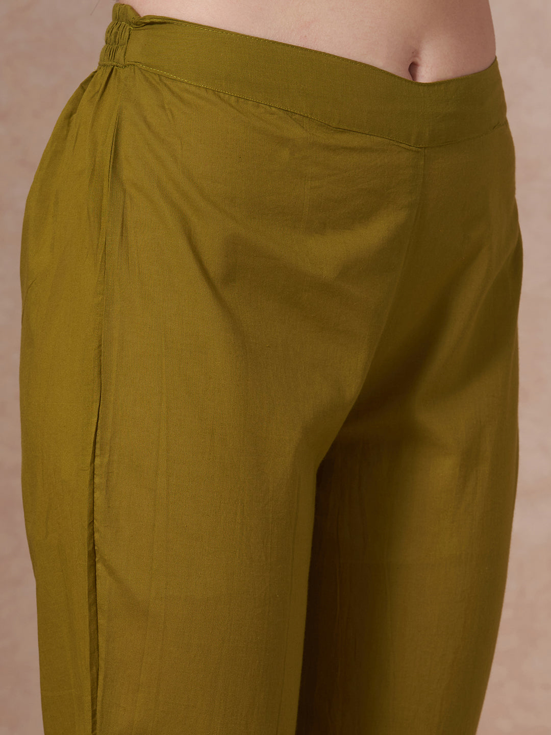 Ethnic Floral Printed & Embroidered Straight Kurta with Pant & Dupatta - Green