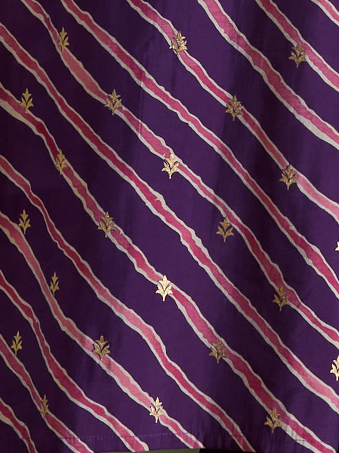 Leheriya Printed & Embroidered Straight Kurta with Pant & Dupatta - Purple