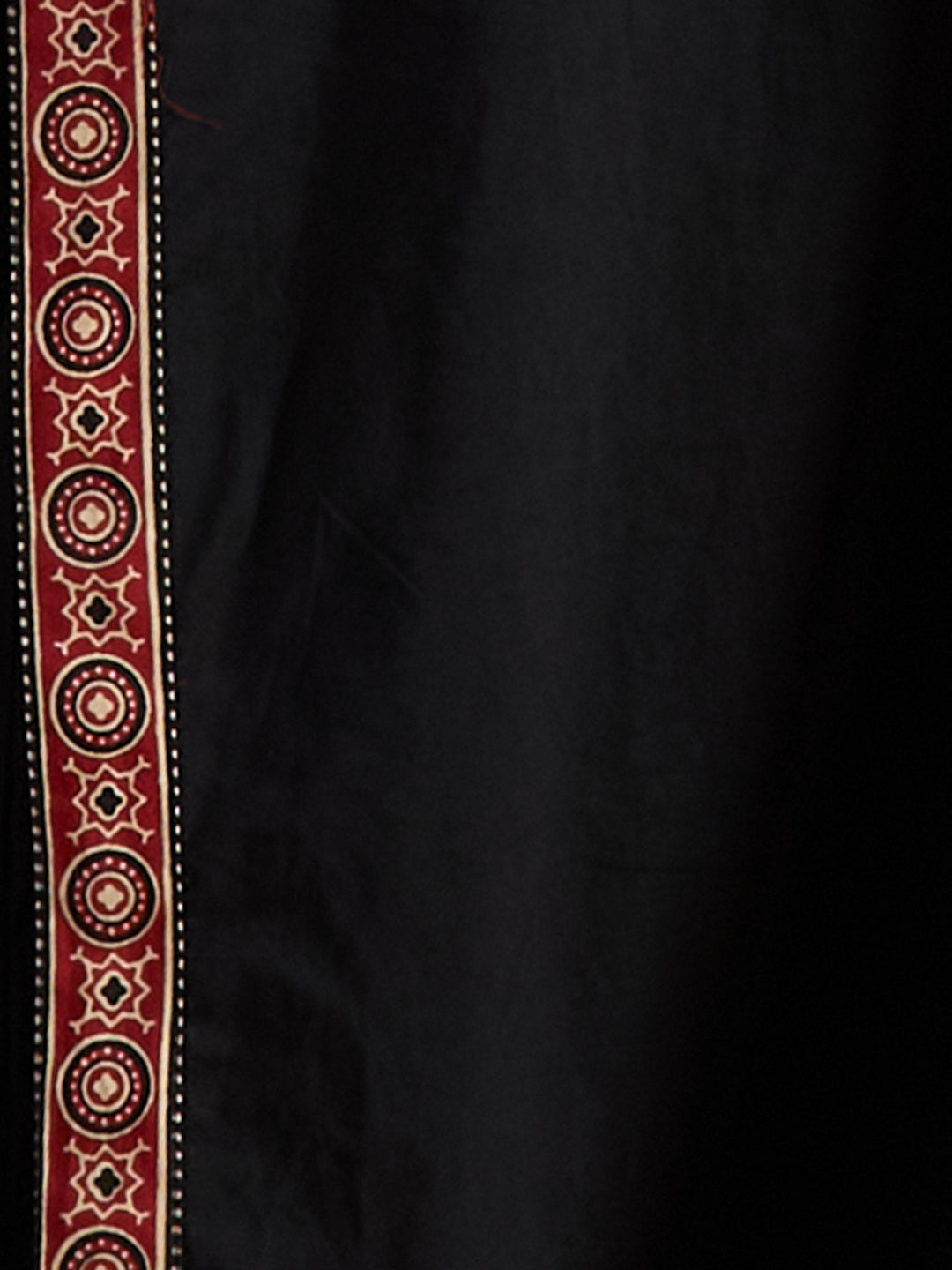 Ethnic Embroidered Straight Fit Kurta with Palazzo and Ajrakh Printed Dupatta - Black