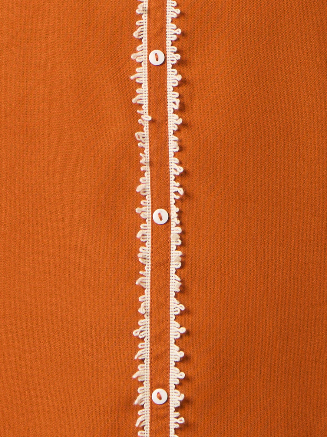 Solid Floral Embroidered Straight Fit Co-ord Set - Rust