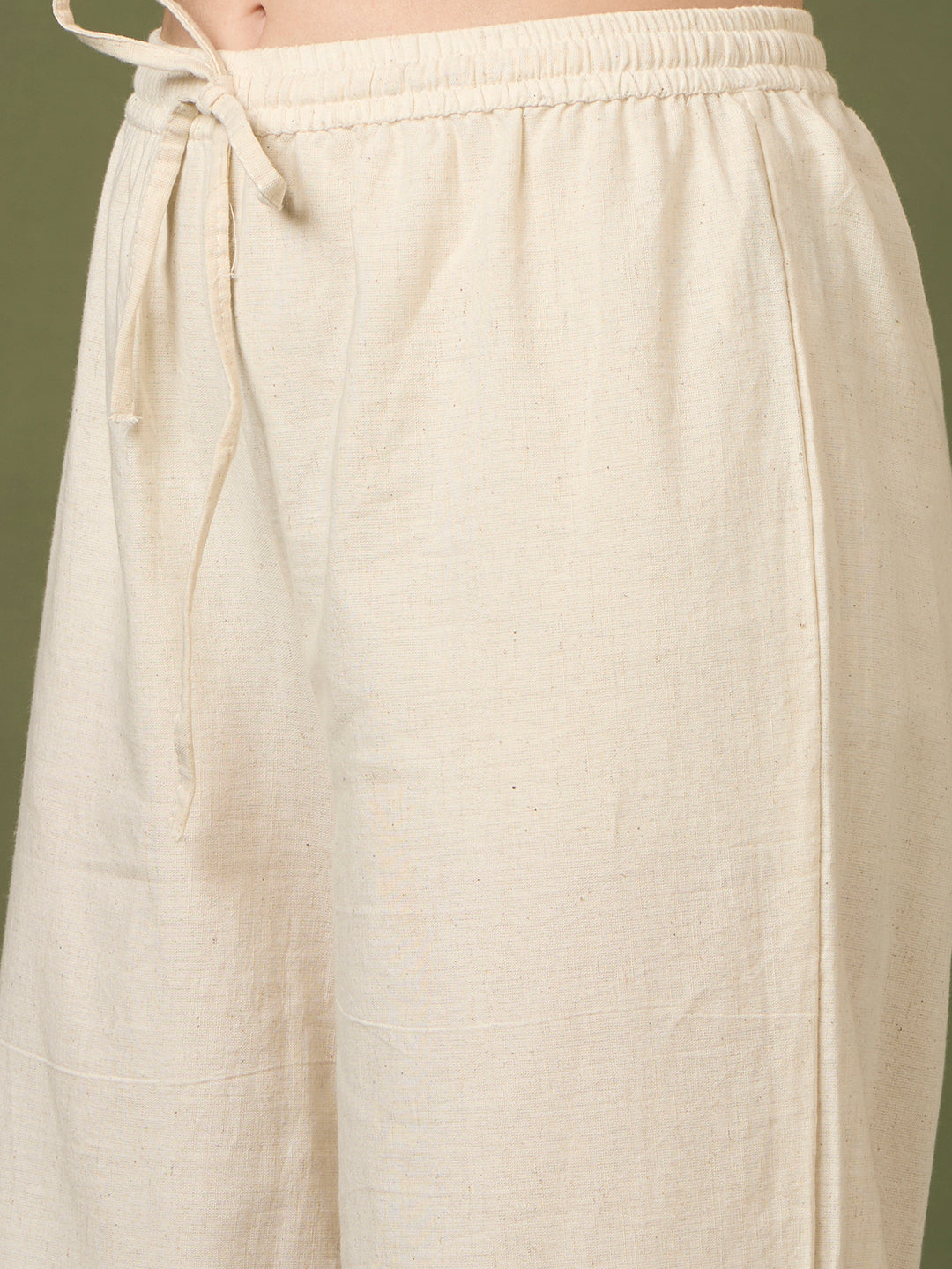 Solid Ostrich Threadwork Embroidered A-Line Co-ord Set - Off White