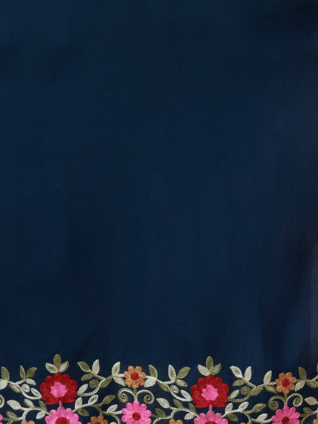 Solid Floral Embroidered Straight Fit Kurta - Teal Blue