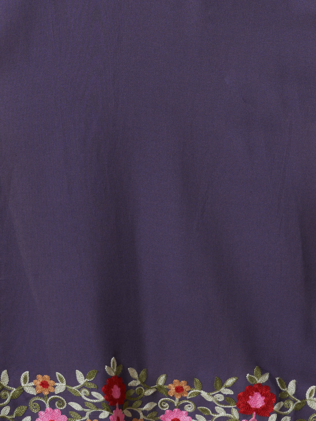 Solid Floral Embroidered Straight Fit Kurta - Lavender