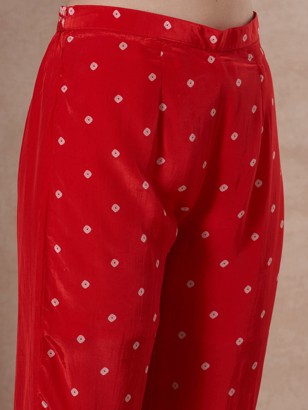 Bandhani Printed Straight Fit Co-ord Set - Pink