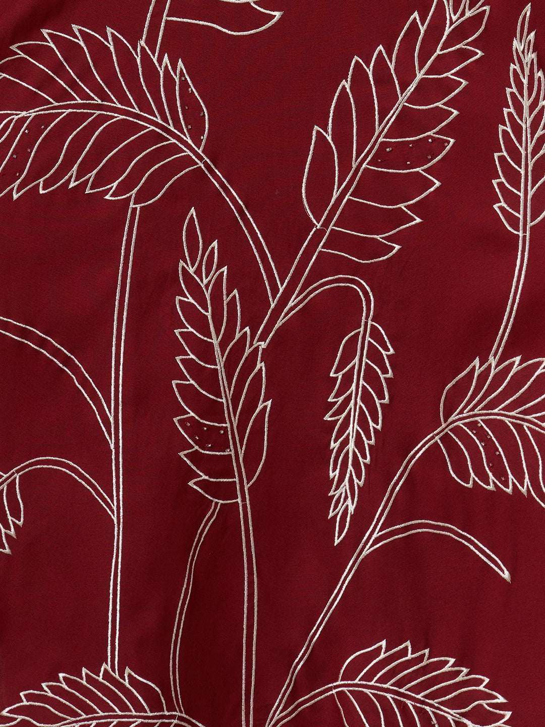 Solid Abstract Embroidered Straight Fit Kurta with Pant and Printed Dupatta - Maroon