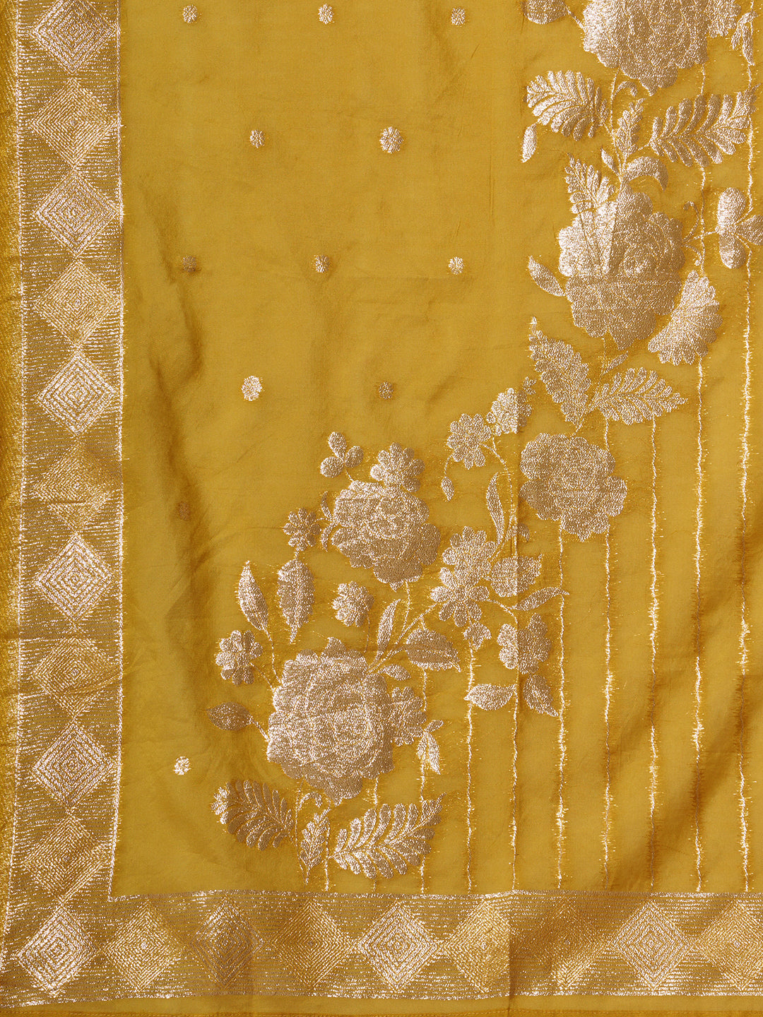 Festive Floral Foil Printed Embroidered Straight Cut Kurta with Pant & Dupatta - Lime Green