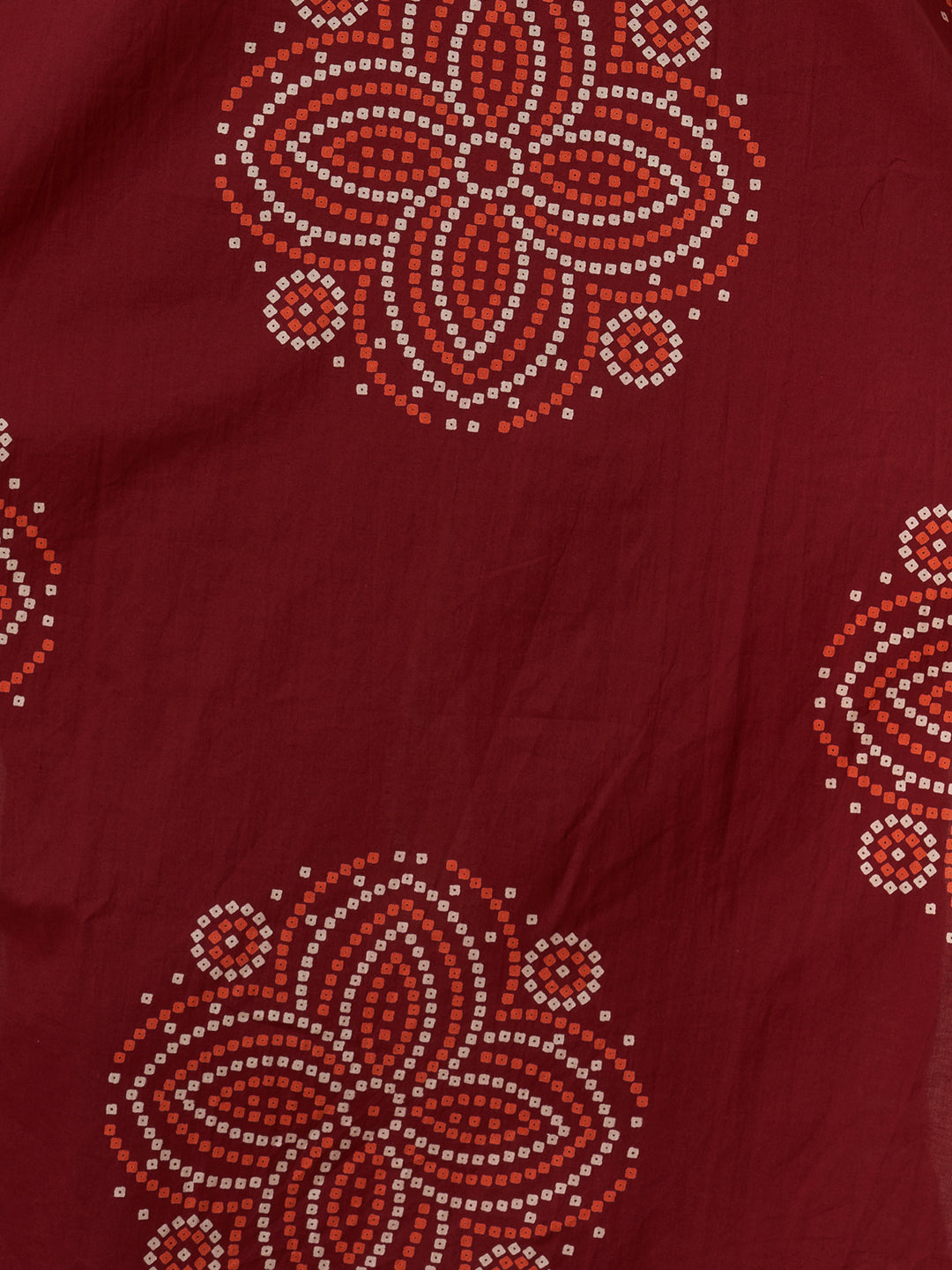 Bandhani Printed Embroidered Straight Fit Kurta with Pant and Dupatta - Maroon