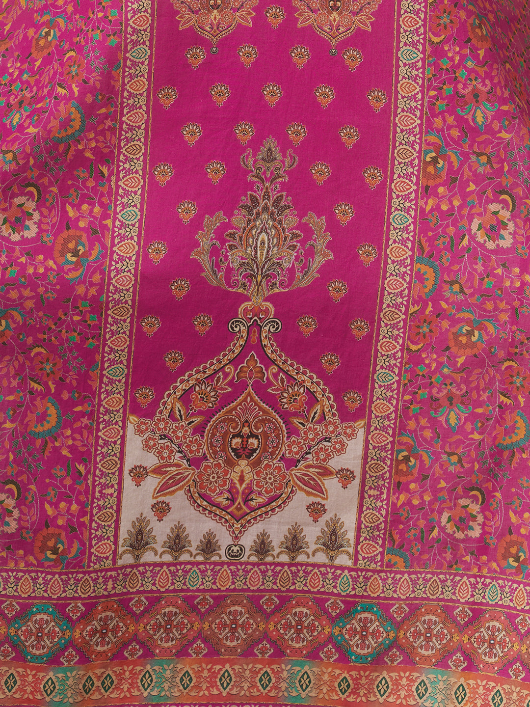 Floral Printed Embroidered Straight Fit Kurta - Magenta