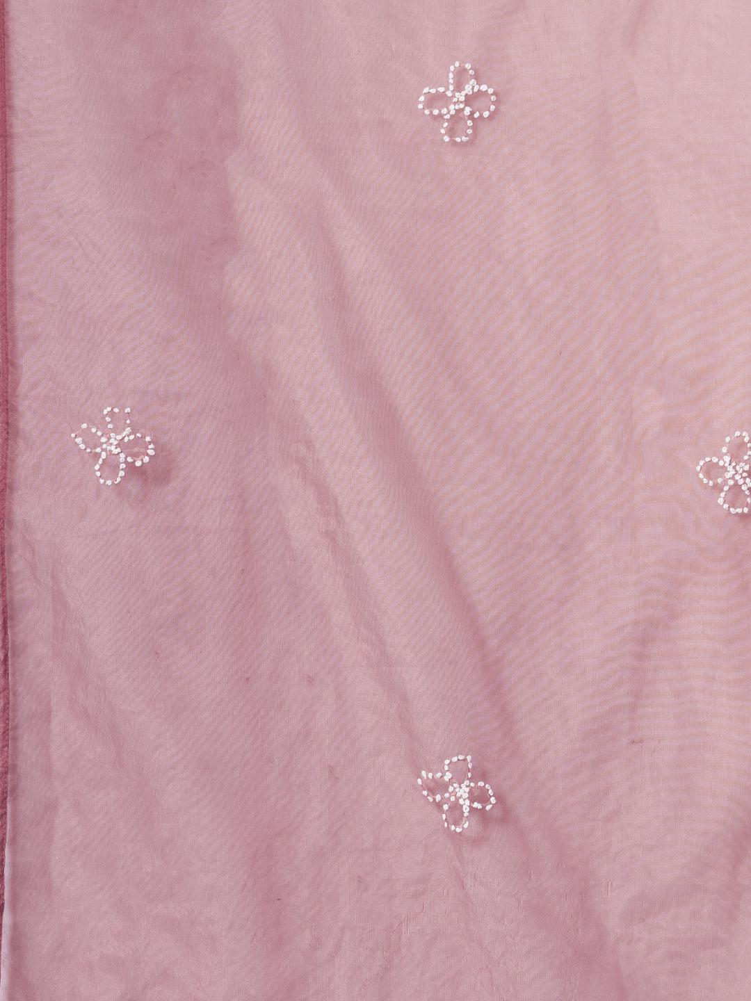 Solid French Knot Embroidered Straight Fit Kurta with Pant and Dupatta - Pink