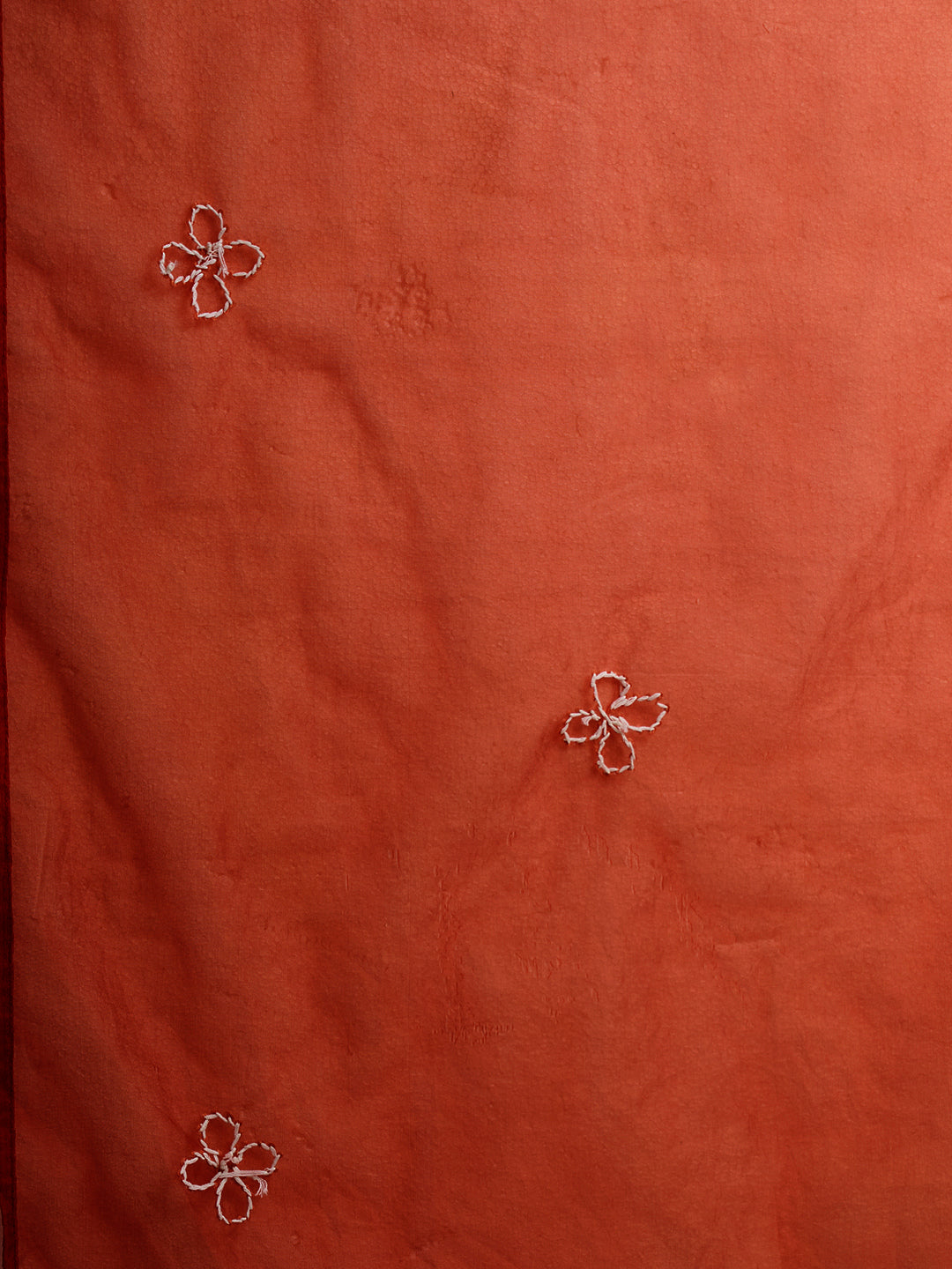 Solid French Knot Embroidered Straight Fit Kurta with Pant and Dupatta - Rust