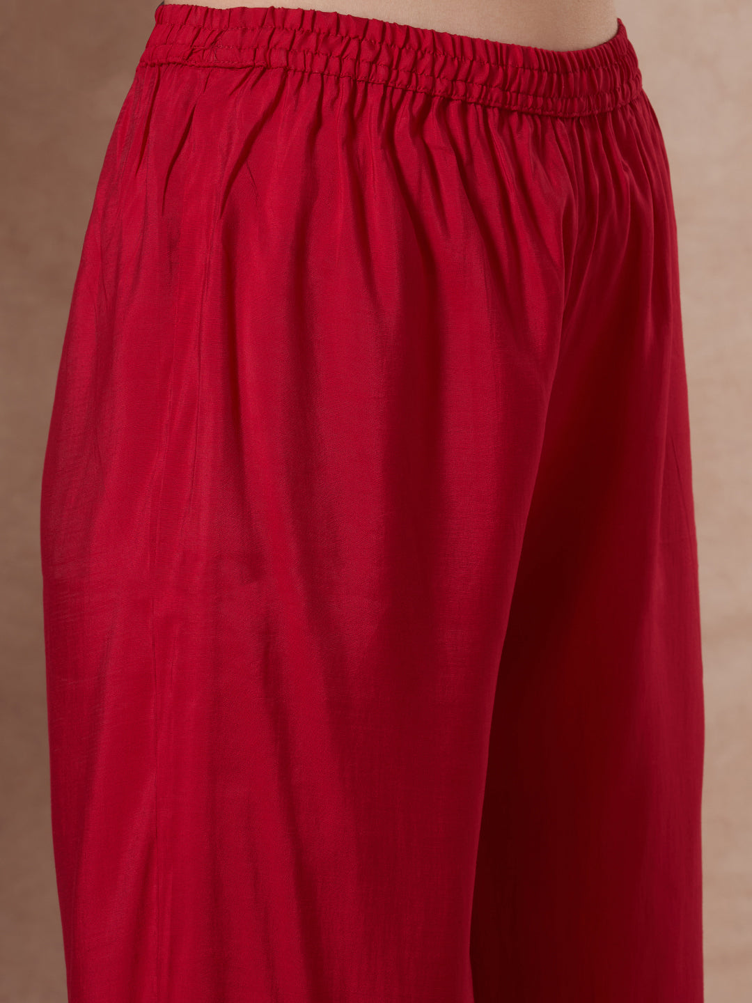 Solid Floral Embroidered A-Line Kurta with Palazzo & Dupatta - Rani