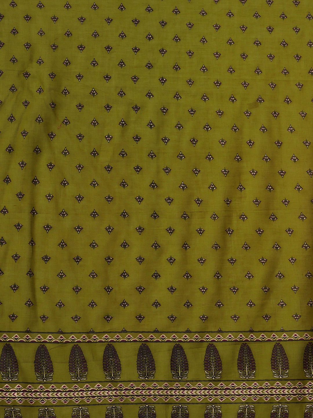 Ethnic Floral Printed & Embroidered Straight Kurta with Pant & Dupatta - Green