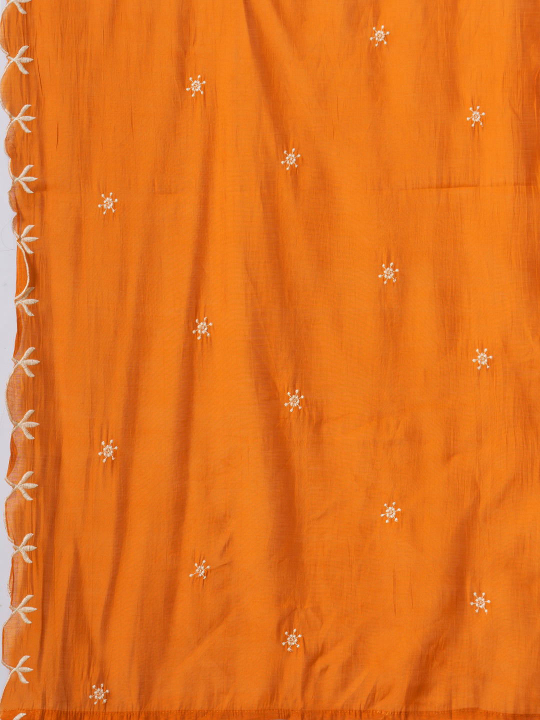 Festive Zari Embroidered A-Line Kurta with Palazzo and Dupatta - Orange