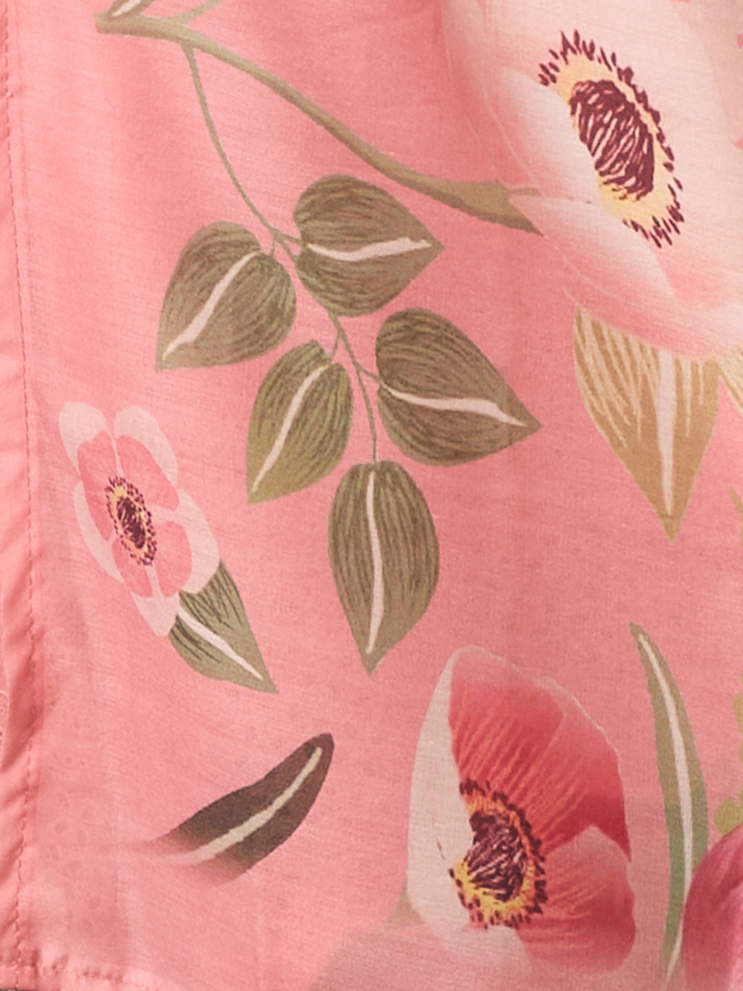 Abstract Floral Printed Schiffli Straight Kurta with Pant & Dupatta - Pink