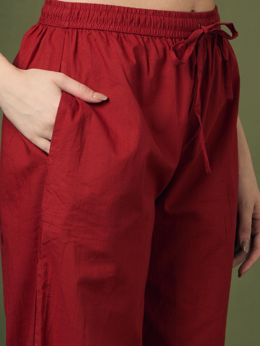 Floral Printed & Applique Embroidered A-Line Kurta with Palazzo and Dupatta - Maroon