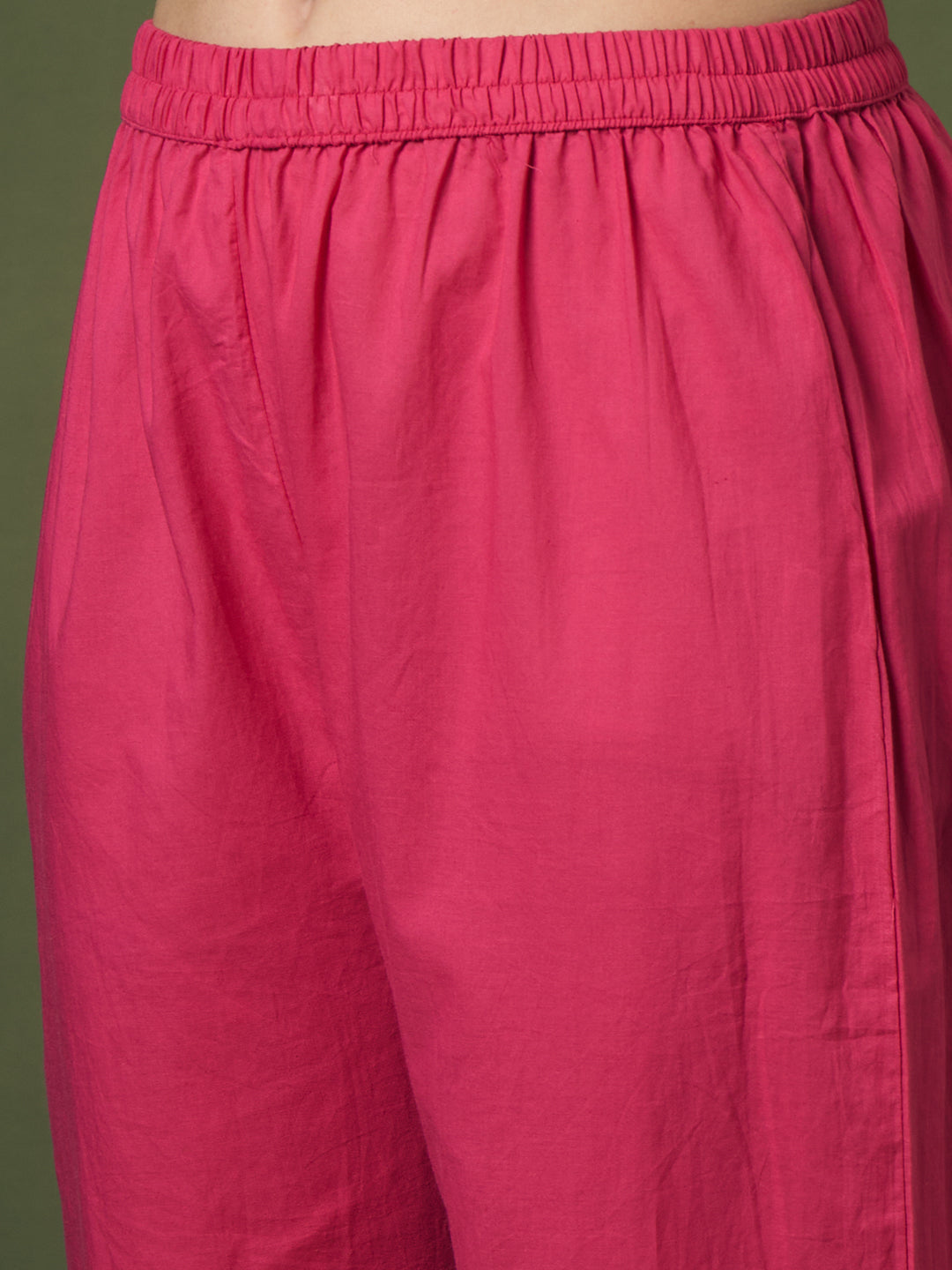 Solid Schiffli Floral Embroidered Anarkali with Pant & Dupatta - Pink