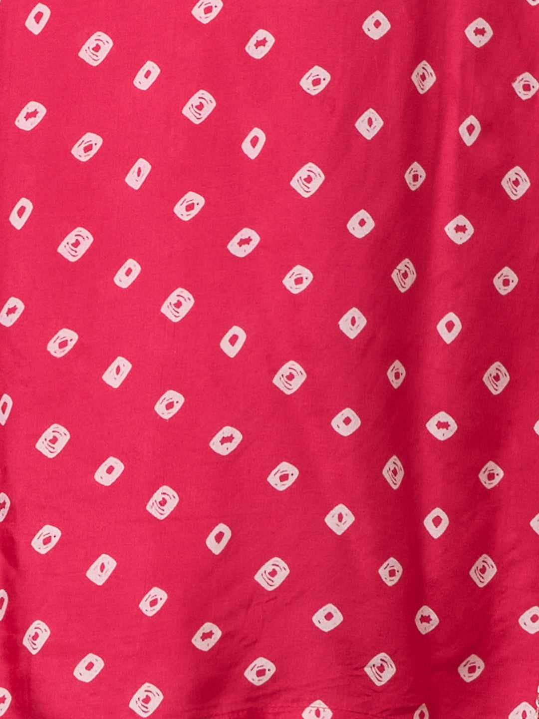 Festive Bandhani Printed Mirror Embroidered Straight Fit Kurta with Flared Palazzo and Dupatta - Pink