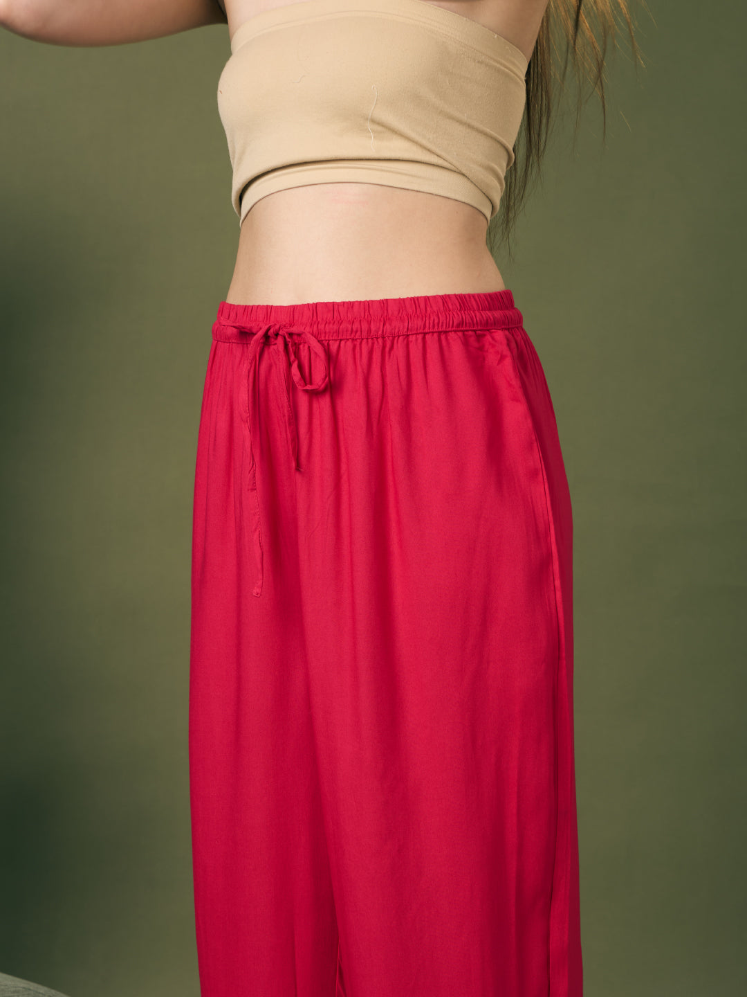 Solid Floral Threadwork Embroidered A-Line Kurta with Palazzo & Dupatta - Rani