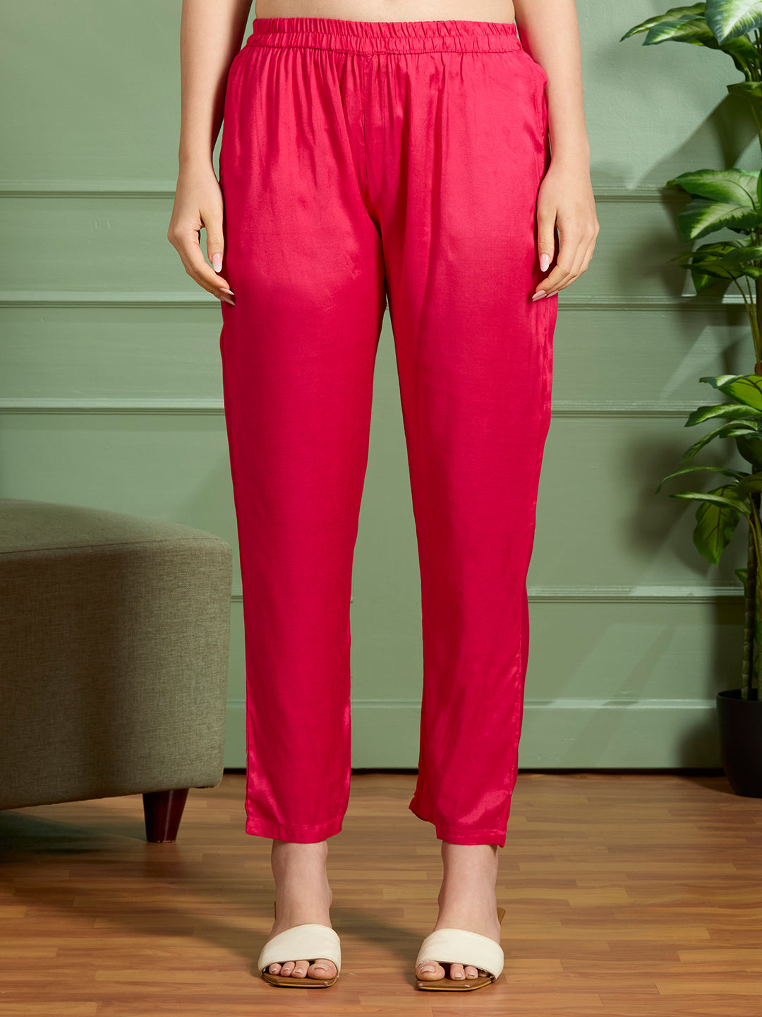 Solid Floral Zari Embroidered Straight Fit Kurta with Pant & Dupatta - Pink