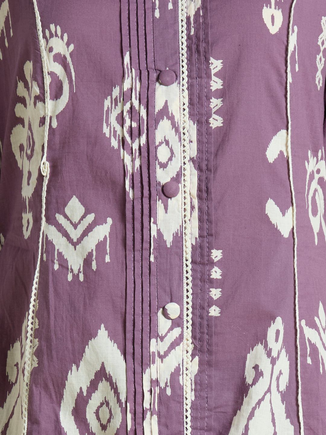 Ikat Printed A-Line Paneled Co-ord Set - Purple