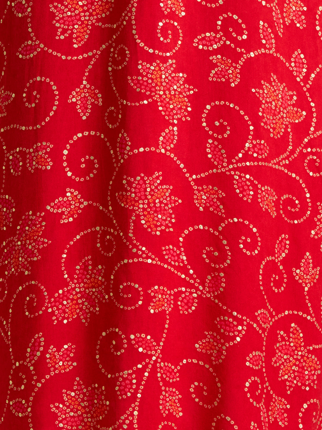 Bandhani Printed Straight Fit Kurta - Red
