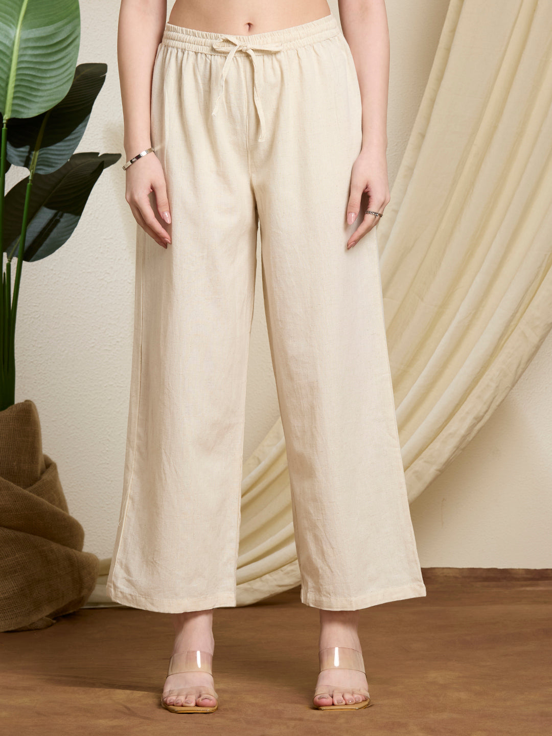 Solid Ostrich Threadwork Embroidered A-Line Co-ord Set - Off White