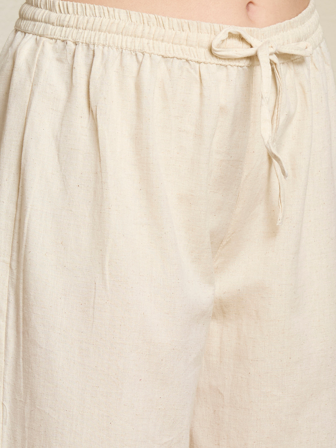 Solid Ostrich Threadwork Embroidered A-Line Co-ord Set - Off White