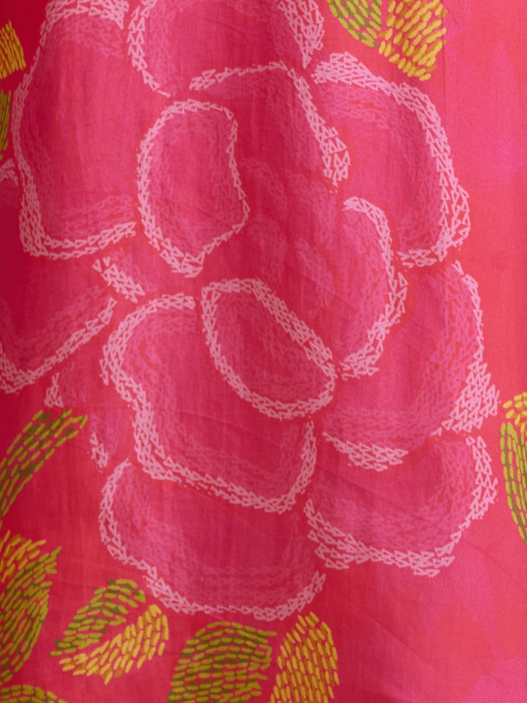 Abstract Floral Printed Straight Kurta with Pant & Dupatta - Pink