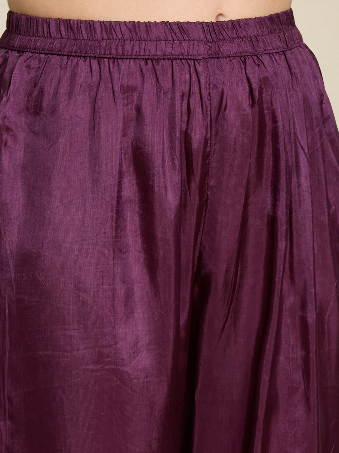 Festive Ethnic Floral Woven & Embroidered Kurta with Pant & Striped Dupatta - Deep Purple