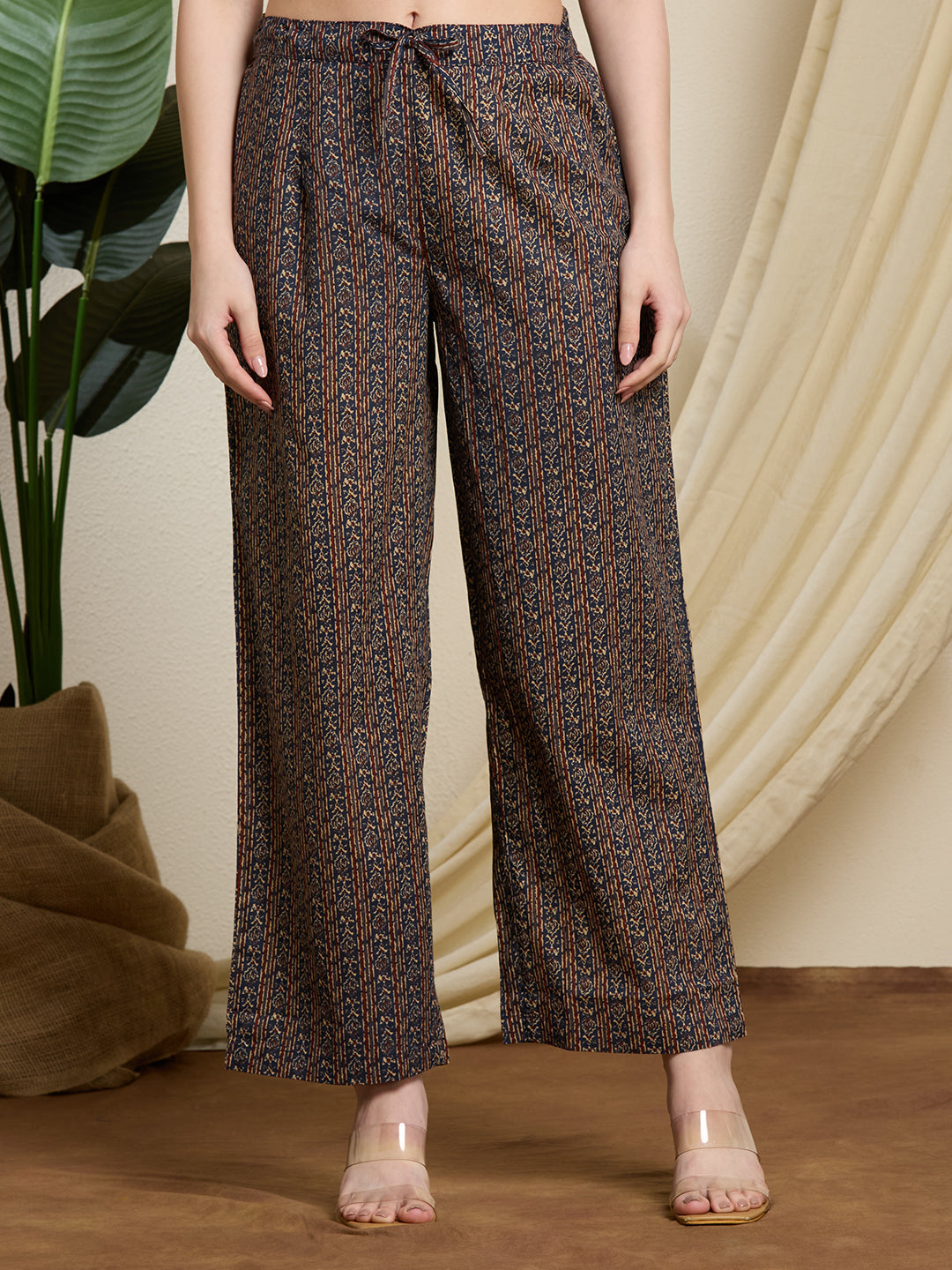 Ethnic Ajrakh Printed Straight Kurta with Pant & Dupatta - Multi