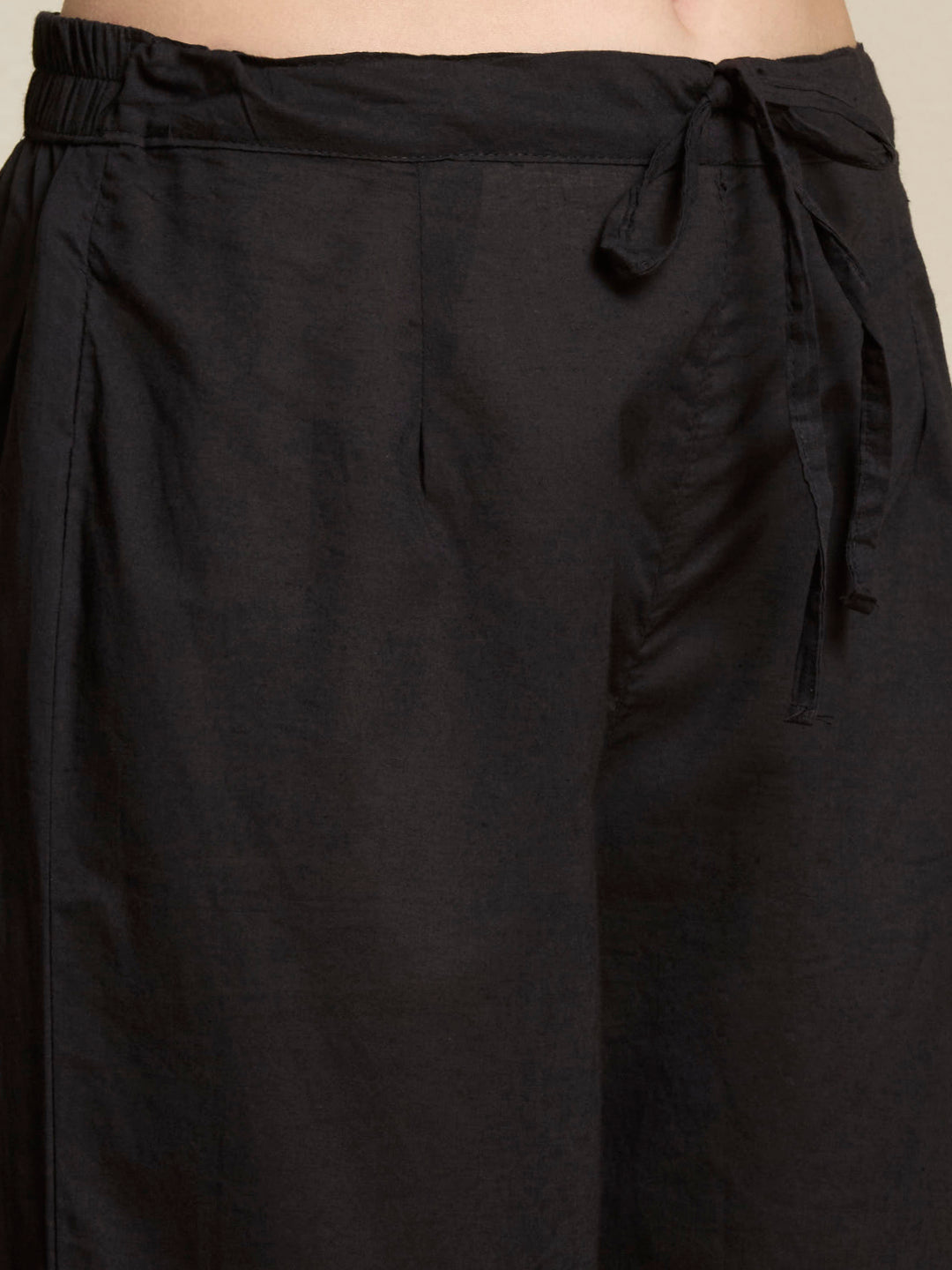 Ethnic Paisley Printed A-Line Pleated Kurta with Palazzo & Dupatta - Black