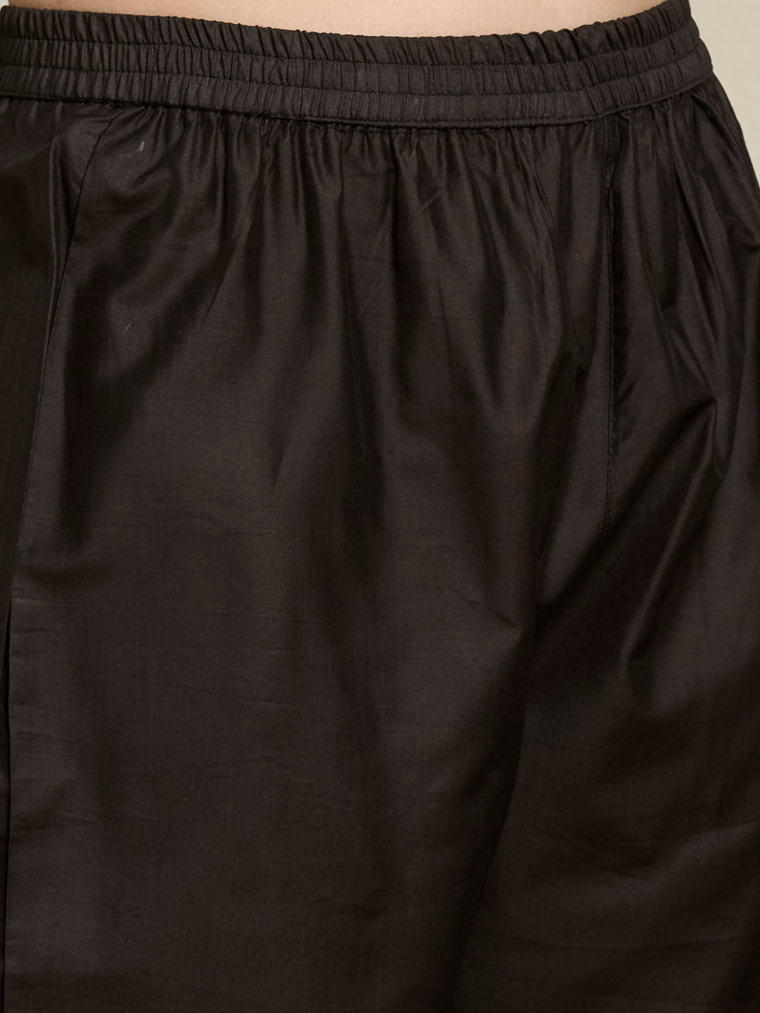 Floral Foil Printed Straight Kurta with Pant & Dupatta - Black