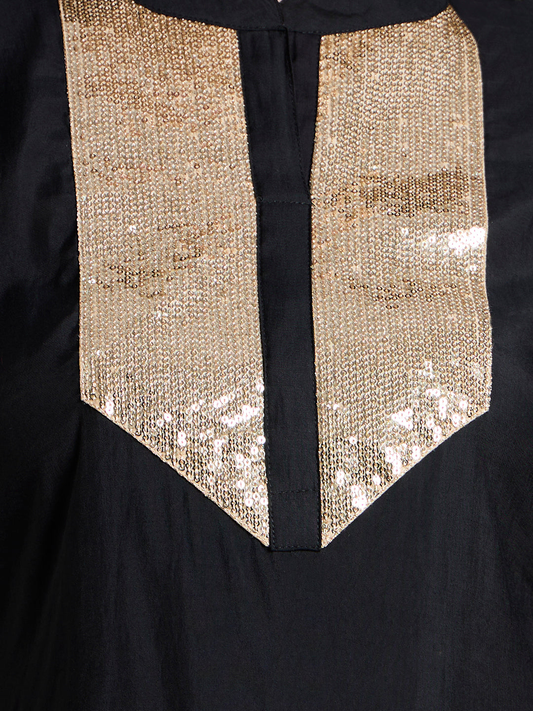 Solid Sequin Embroidered Straight Fit Co-ord Set - Black