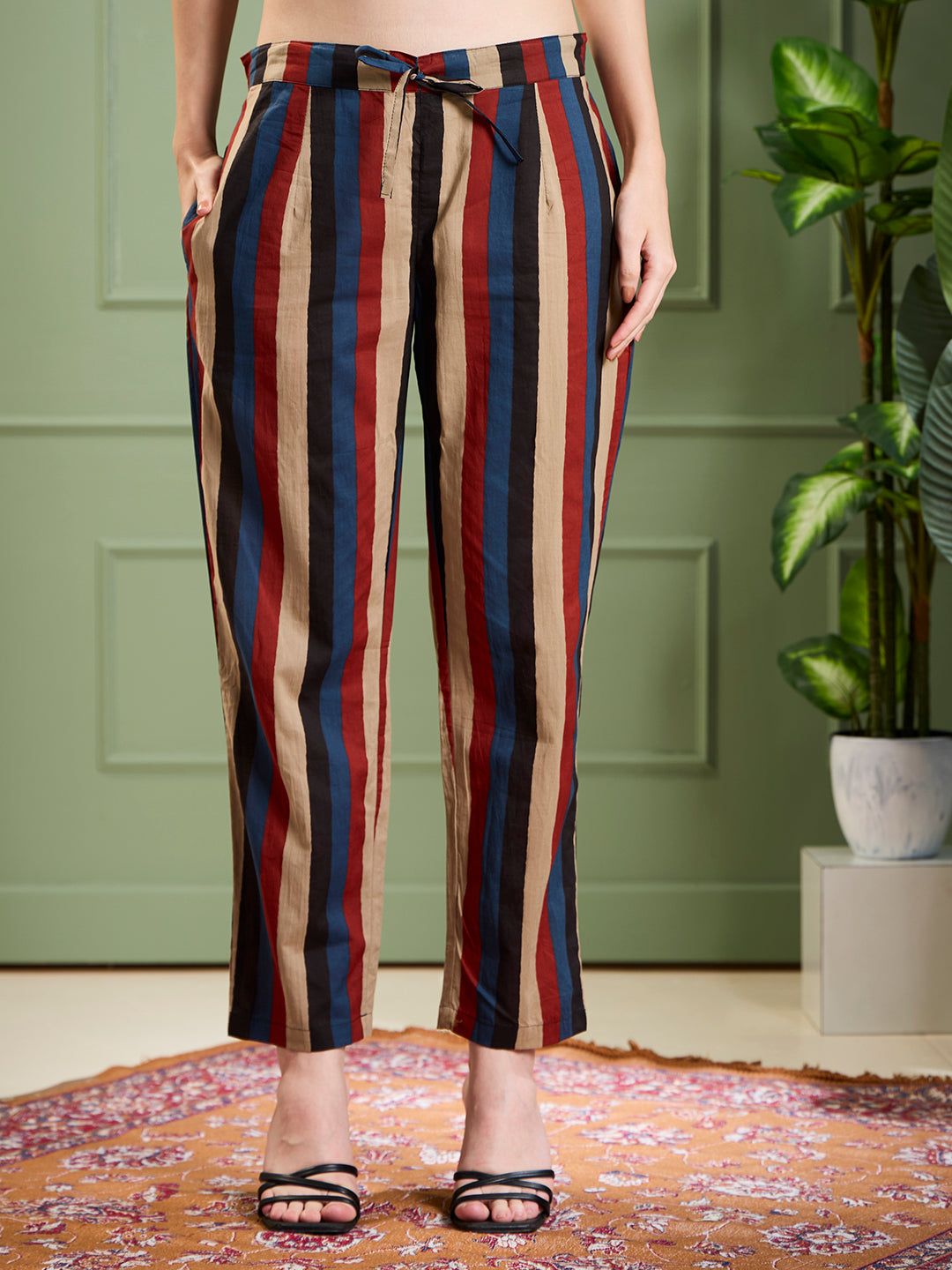 Ethnic Ajrakh Printed Straight Kurta with Pant & Dupatta- Multi