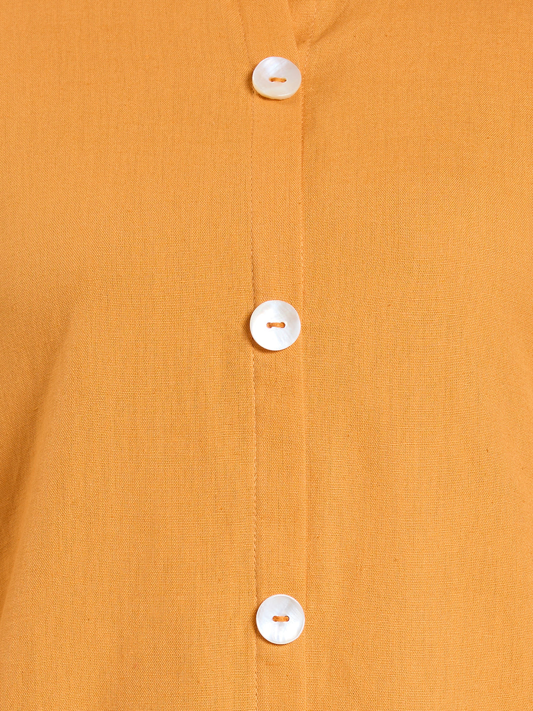 Solid Floral Embroidered Straight Fit Co-ord Set - Orange