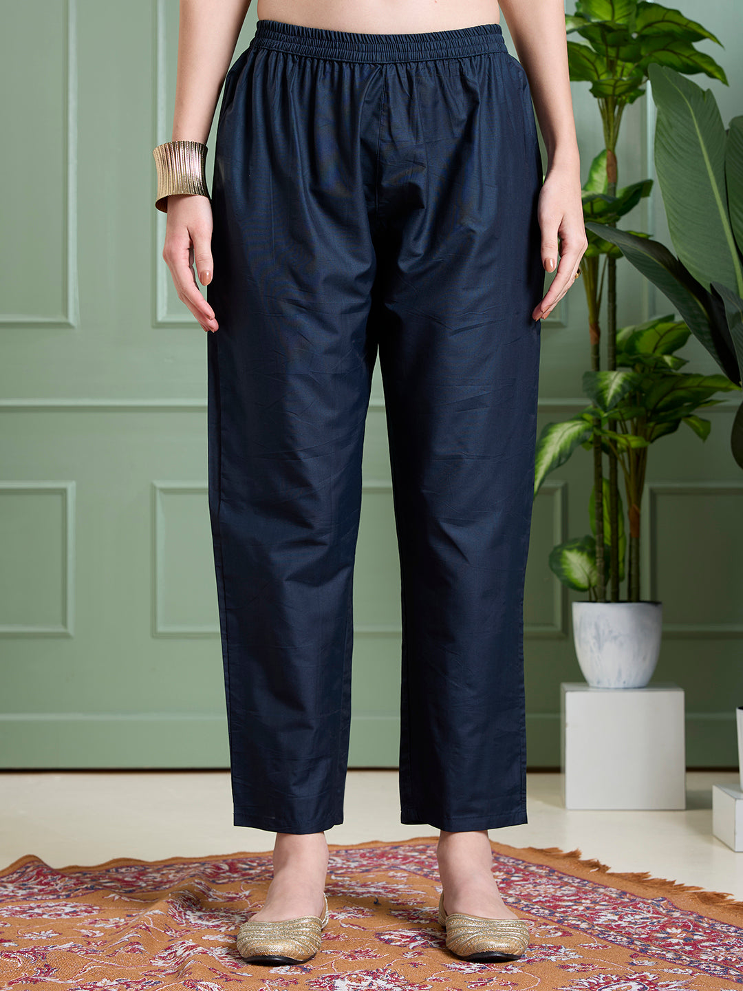 Floral Foil Printed Straight Kurta with Pant & Dupatta - Teal