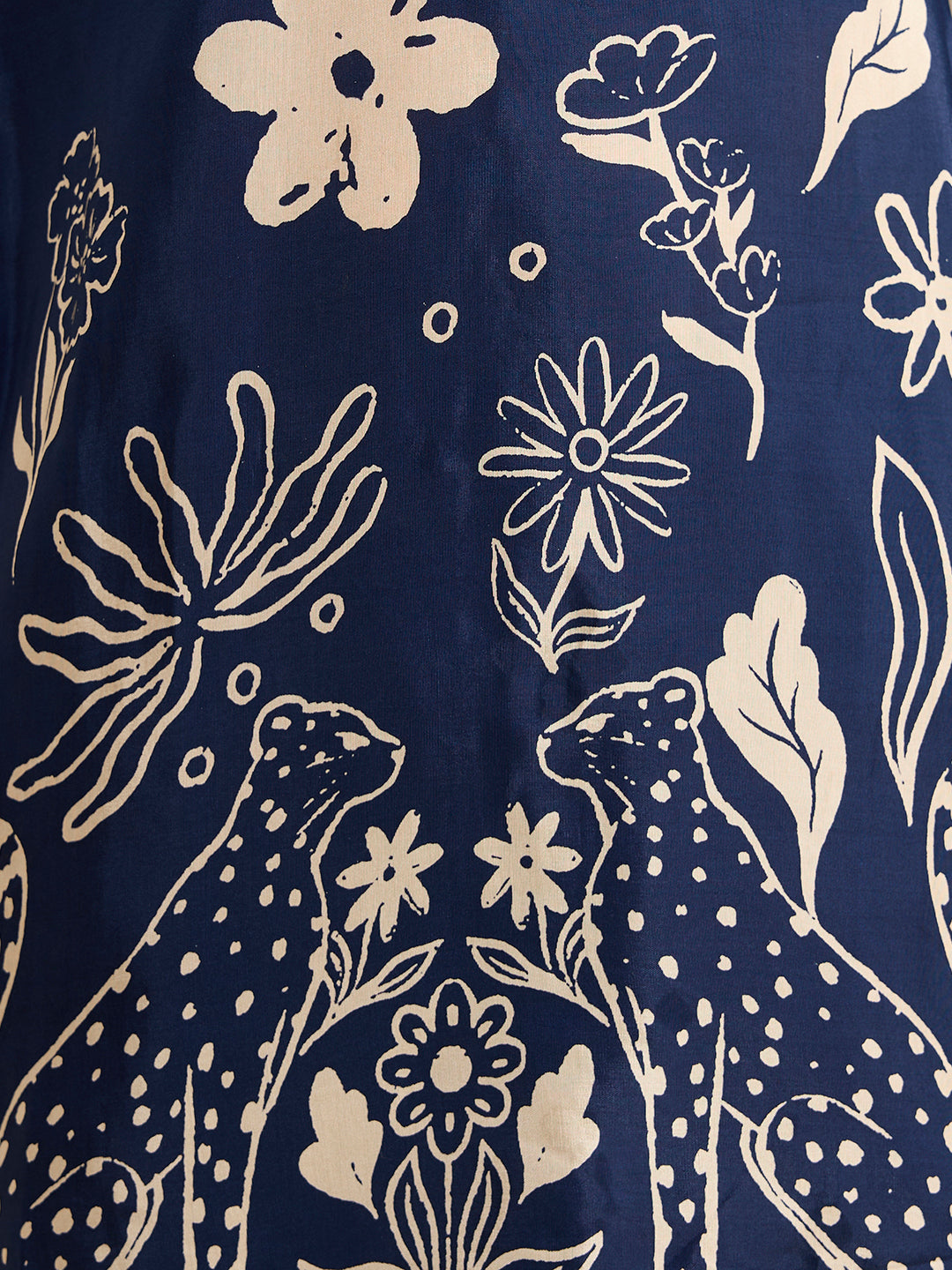 Abstract Floral Printed Straight Fit Co-ord Set - Blue