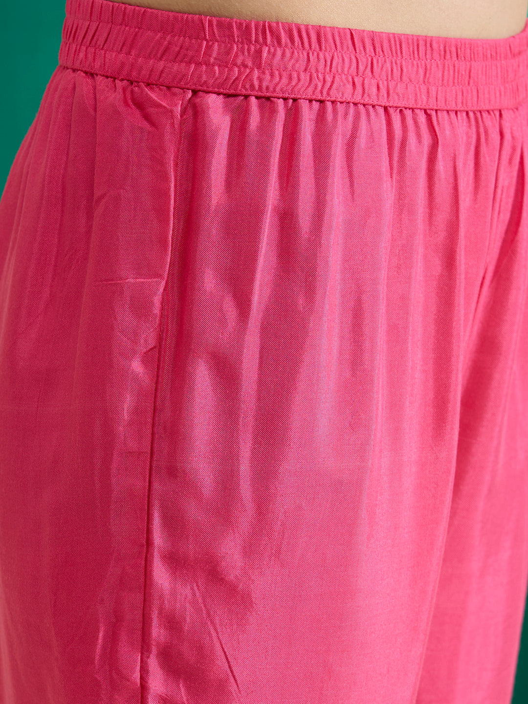 Solid Floral Resham Embroidered A-Line Co-ord Set - Pink