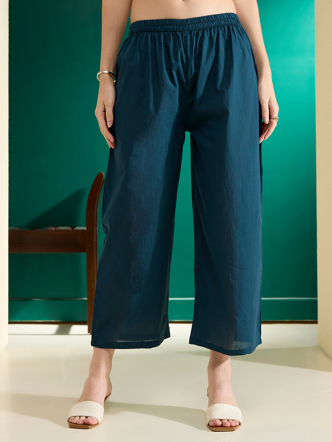 Abstract Floral Printed A-Line Fit Co-ord Set - Teal