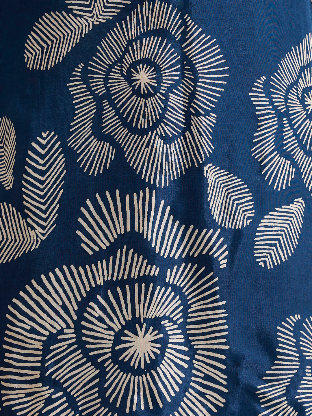 Abstract Floral Printed Straight Fit Co-ord Set - Blue